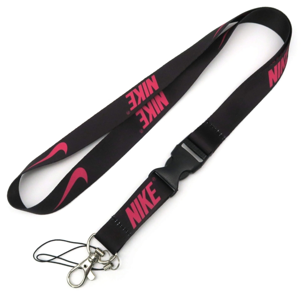 Pink Black Nike Breakaway Lanyard ⚫ One Size Quick Release Key Chain ID Holder